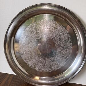 A Gotham Silver Original YC427/1 Silver Chased Floral Etched Serving Tray 12"